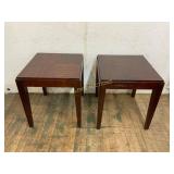 2 Wooden Parquet-Top End Tables