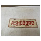 1977 Asheboro N.C. License Plate