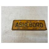 1964 Asheboro License Plate