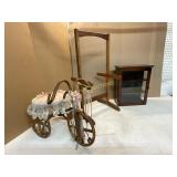Wood Display Cabinet, Tricycle, and Quilt Rack