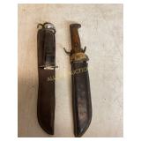 2 Knives with Leather Sheaths