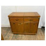 Mid-Century Wooden Bar Cabinet with Brass Accents