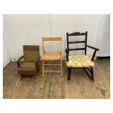 3 Chairs: Rocking, Folding, Upholstered