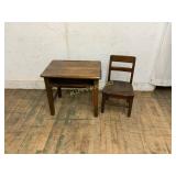 Wooden Child's Table and Chair Set