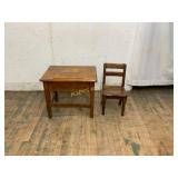 Child's Wood Desk and Chair Set