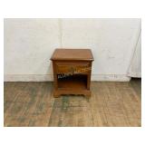 Wooden Nightstand with Drawer and Open Storage