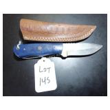 Drop Point Damascus Hunting Knife with Sheath