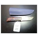 Drop Point Damascus Hunting Knife with Sheath