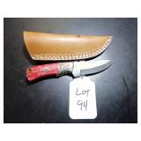 Straight Back Damascus Hunting Knife with Sheath