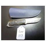 Clip Point Damascus Hunting Knife with Sheath