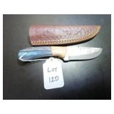 Drop Point Damascus Hunting Knife with Sheath