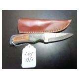 Straight Back Damascus Hunting Knife with Sheath