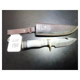 Gut Hook Damascus Hunting Knife with Sheath