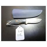 Drop Point Damascus Hunting Knife with Sheath