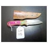 American Tanto Damascus Hunting Knife with Sheath