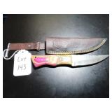 Straight Back Damascus Hunting Knife with Sheath