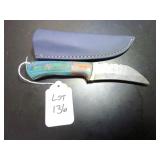 Hawkbill Damascus Hunting Knife with Sheath