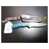 Straight Back Damascus Hunting Knife with Sheath