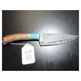 Straight Back Damascus Butchers Knife