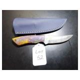 Trailing Point Damascus Hunting Knife with Sheath