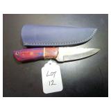 Straight Back Damascus Hunting Knife with Sheath