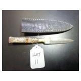 Spear Point Damascus Hunting Knife with Sheath