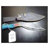 Kukuri Damascus Knife with Sheath