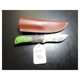 Straight Back Damascus Hunting Knife with Sheath
