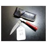 Straight Back Damaschs Folding Knife with Sheath