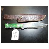 Clip Point Damascus Knife with Sheath