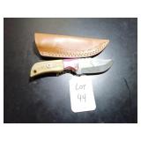 Trailing Point Damascus Hunting Knife with Sheath