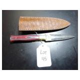 Spear Point Damascus Hunting Knife with Sheath