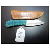 American Tanto Damascus Hunting Knife with Sheath