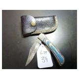 Clip Point Damascus Hunting Knife with Sheath