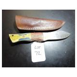 Drop Point Damascus Hunting Knife with Sheath