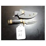 Clip Point Damascus Folding Knife with Sheath