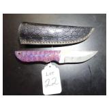 Clip Point Damascus Folding Knife with Sheath