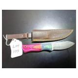 Drop Point Damascus Hunting Knife with Sheath