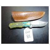 Clip Point Damascus Hunting Knife with Sheath