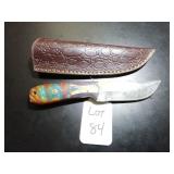 Trailing Point Damascus Hunting Knife with Sheath