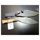 Kukuri Damascus Knife with Sheath