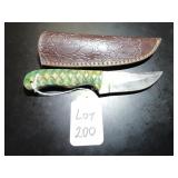Clip Point Damascus Hunting Knife with Sheath