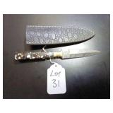 Spear Point Damascus Hunting Knife with Sheath