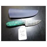 Straight Back Damascus Hunting Knife with Sheath