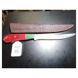 Straight Back Damascus Filet Knife with Sheath