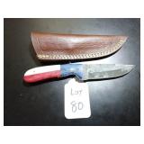 Straight Back Damascus Hunting Knife with Sheath