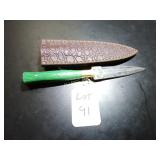 Spear Point Damascus Hunting Knife with Sheath