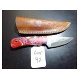 Straight Back Damascus Hunting Knife with Sheath