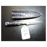 Spear Point Damascus Hunting Knife with Sheath