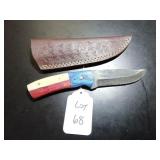 Straight Back Damascus Hunting Knife with Sheath